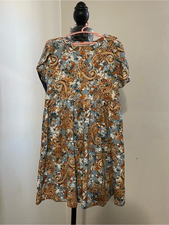 Other - Paisley Floral Midi Dress in Blue and Gold for Girls